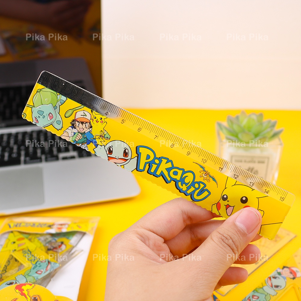 Bộ thước kẻ 4 món hình PIKACHU POKEMON dễ thương cute PK0077 TooYoo