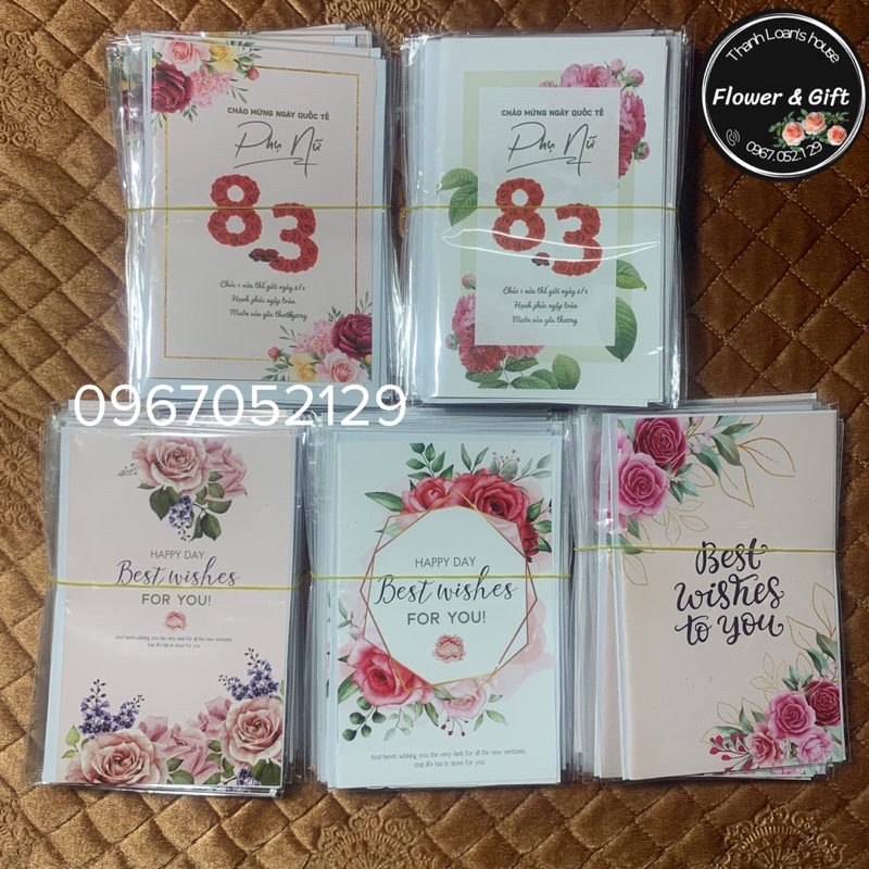 Bán sỉ 50/100c thiệp 8/3 và 20/10, thiệp dùng chung dùng được quanh năm