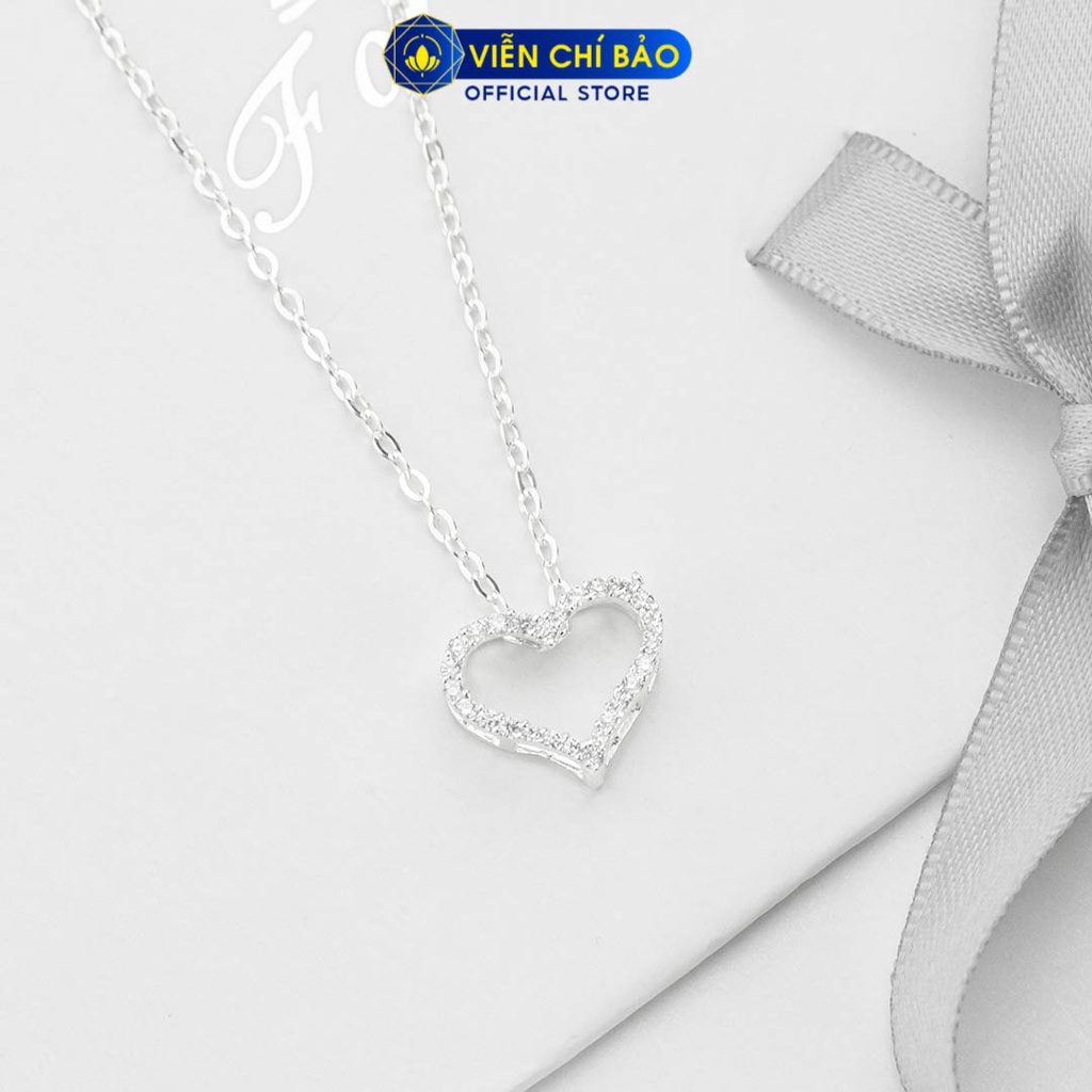 Dây chuyền bạc nữ trái tim đính đá chất liệu bạc 925 thời trang phụ kiện trang sức Viễn Chí Bảo D400457