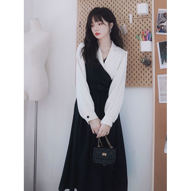 Đầm Midi Tay Dài Ôm Eo Thời Trang Xuân Thu 2023 Mới Dành Cho Nữ