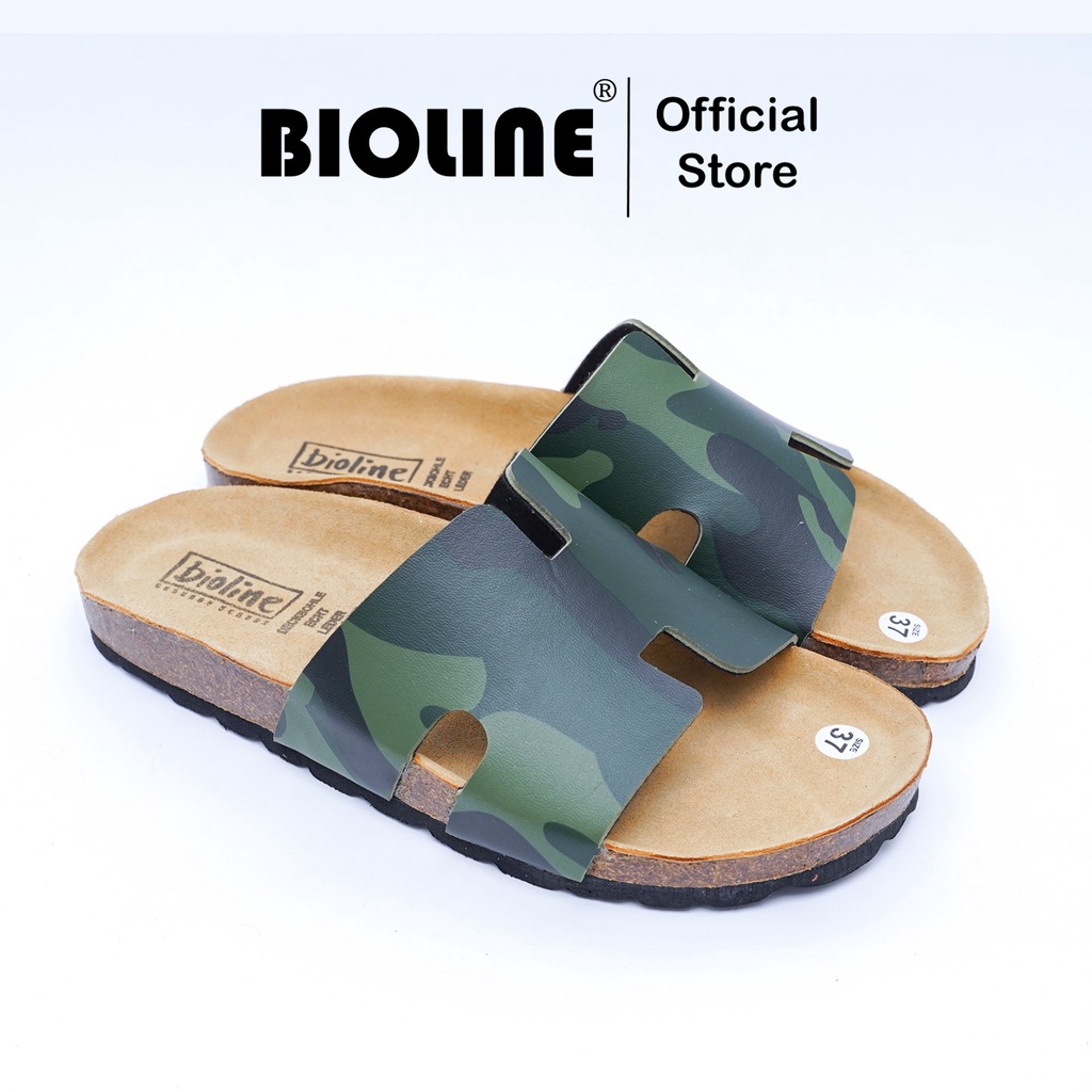 R04 - Dép Birken Đế Trấu BIOLINE Official Quai Camo Rằn Ri Thiết Kế Chữ H Unisex Nam nữ