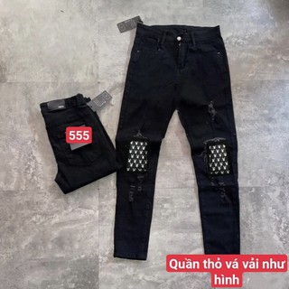 Quần jean nam cao cấp vá thỏ vải quần boi phố nam