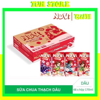 Thùng 48 hộp sữa chua uống dâu có thạch hộp 170ml nuvi-tuh