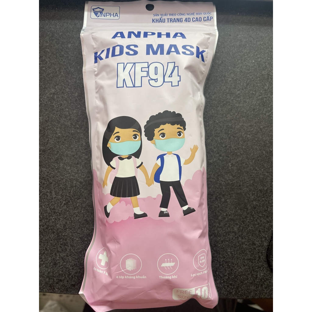 Thùng 30 gói 300 cái khẩu trang chính hãng KF94 4D ANPHA MASK 4 lớp kháng khuẩn