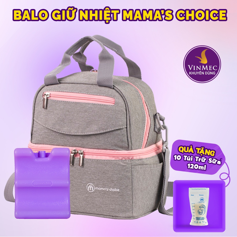 Balo Bỉm Sữa Giữ Nhiệt Mama’s Choice Đa Năng, Giữ Nhiệt Bình Sữa, Đựng Đồ Cho Mẹ Bé, Thiết Kế 2 Tầng, Chất Liệu Cao Cấp