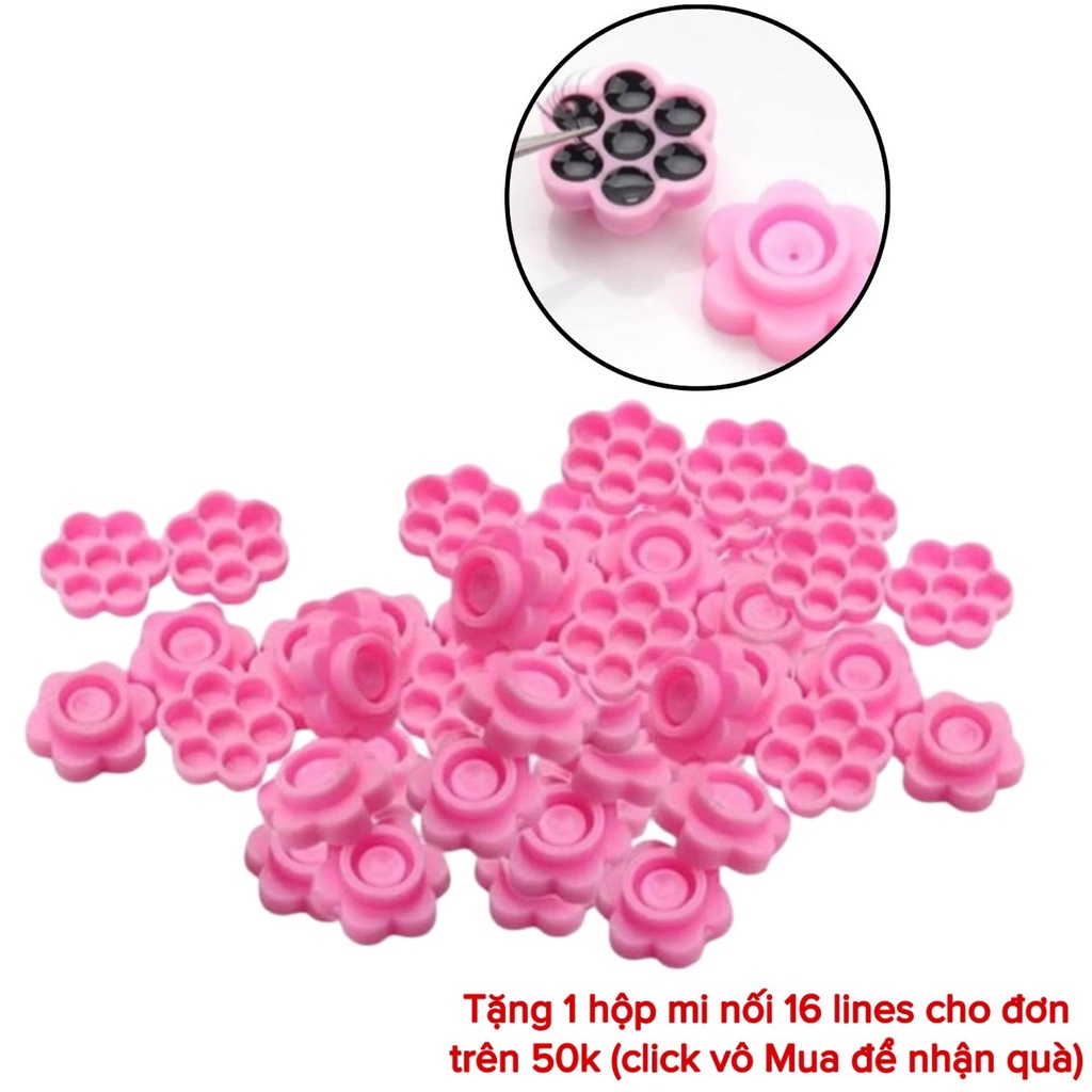 Nút hoa mai đựng keo nối mi với túi 25-50-100 nút (dụng cụ nối mi)