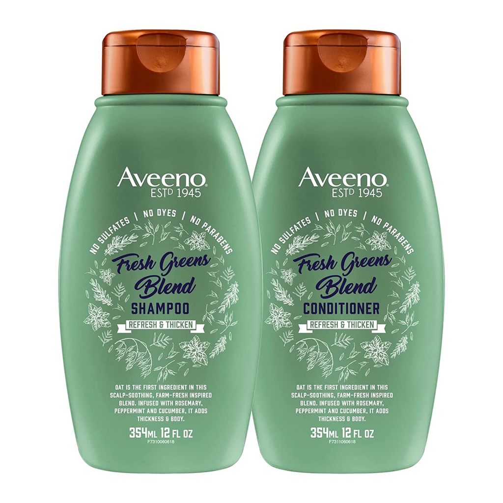 Dầu gội/xả giúp dày tóc Aveeno Scalp Soothing Fresh Greens Blend 354ml (Mỹ)