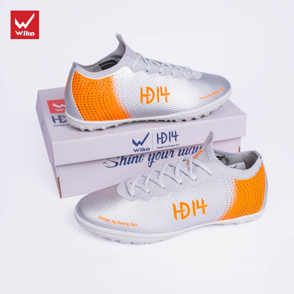 Giày Đá Bóng Wika Hoàng Đức HD14 Chính Hãng,Dành Cho Sân Cỏ Nhân Tạo,Ôm Chân,Khâu Toàn Bộ Đế
