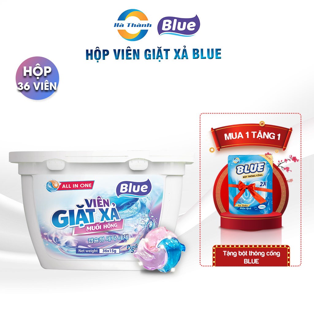 Viên Giặt Xả Blue Muối Hồng Himalaya Công Nghệ Ultra Kép 36 Viên/Hộp ( Pink Salt Himalaya)