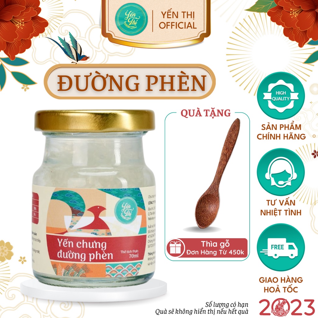 Yến Thị - Chưng đường phèn - Yến sào Khánh Hòa chưng sẵn - 30% yến thô/ hũ 70ml