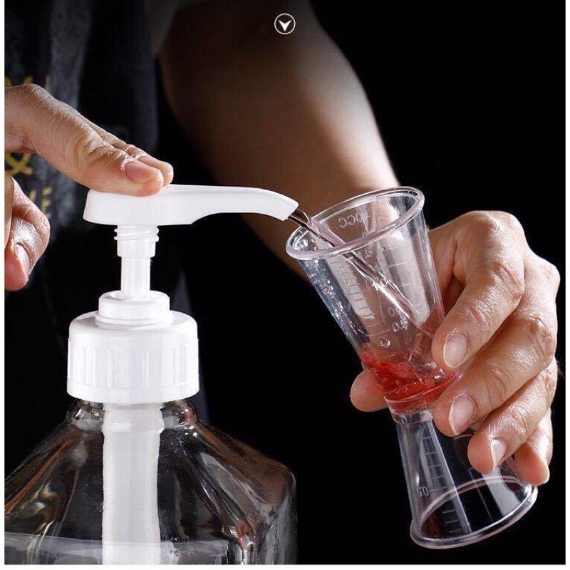 Bình bơm đường, siro chai thuỷ tinh có vòi Pump 1100ml - Đồ pha chế