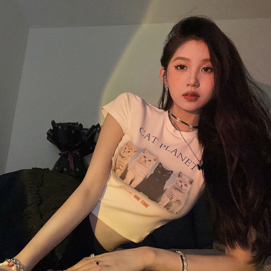 JSC Áo Thun Ngắn Tay Khoét Eo In Họa Tiết Phong Cách Mới Cho Nữ