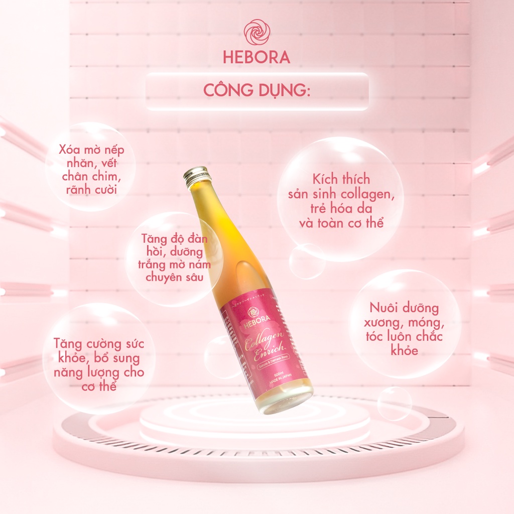 Combo 6 chai nước uống trẻ hóa Hebora TẶNG 2 chai Collagen Enrich cùng loại - Hàng chính hãng