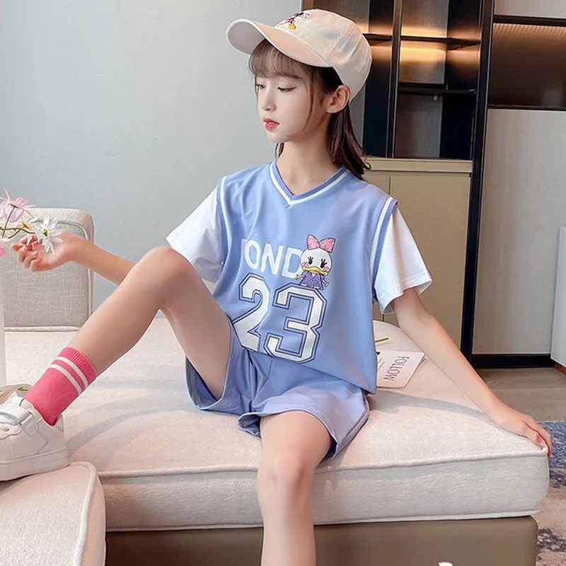 Bộ quần áo thể thao Thời Trang Mùa Hè phong cách hàn quốc Cho Bé Gái