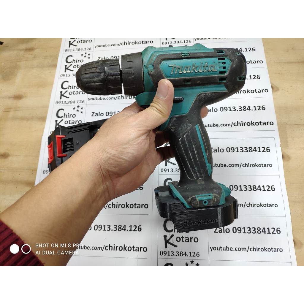 Đế chuyển cho máy khoan tàu như DF331D hoặc các máy có chân 22mm như hình sang dùng pin Makita LXT