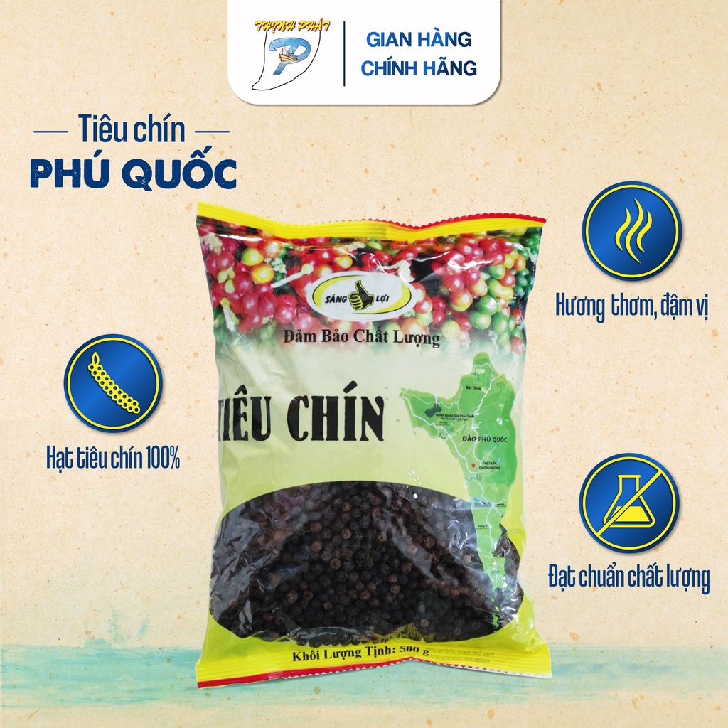 Tiêu chín Phú Quốc khô thơm nguyên hạt Thịnh Phát- gói 250gr