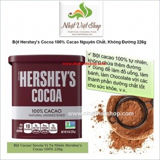 Bột hersheys cocoa 100% cacao nguyên chất, không đường 226g