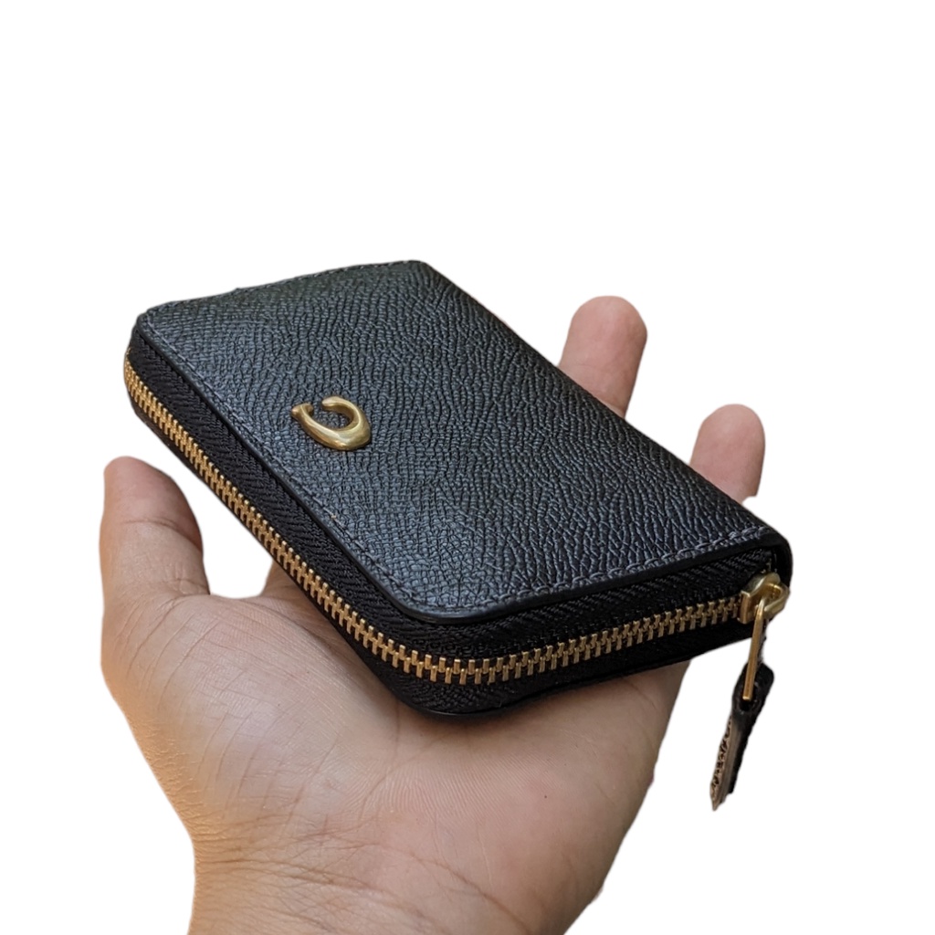 COACH SMALL ZIP AROUND CARD CASE WALLET Coach C6723 đen