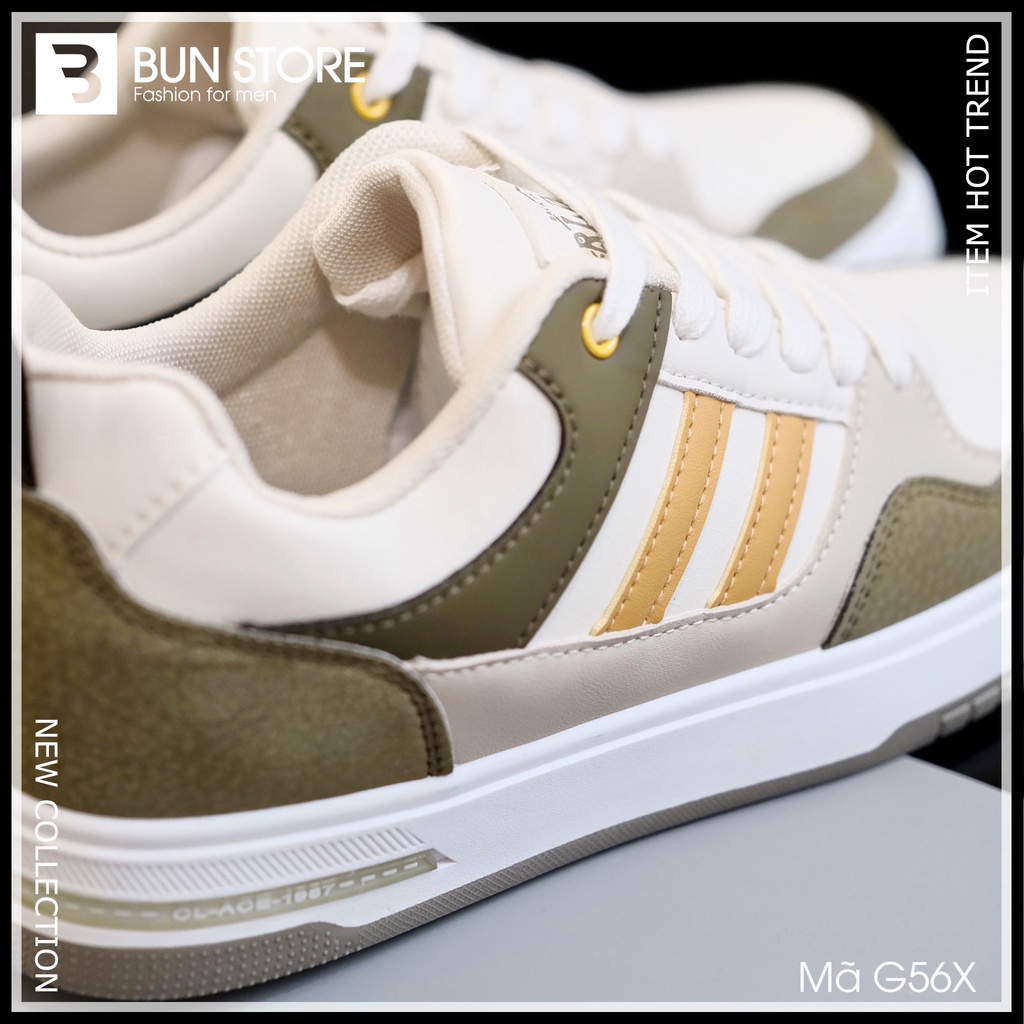 Giày thể thao nam Sneaker Bun Store - Mã G56X màu xanh sọc vàng
