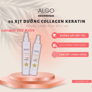 COMBO TIẾT KIỆM-2 Xịt dưỡng tóc Keratin Collagen thành phần sữa dưỡng 2 lớp chống nhiệt và tia UV, Algo dung tích 250ml
