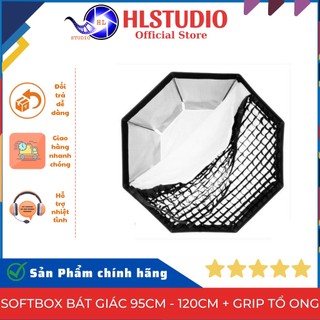 Softbox ngàm bowen bát giác 95cm - 120cm + grip tổ ong HL Studio