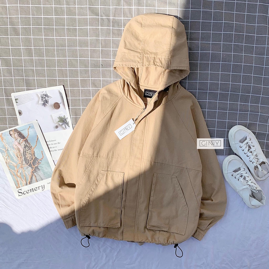 Áo Khoác Kaki  Wash Leo | Có Nón | GinStore