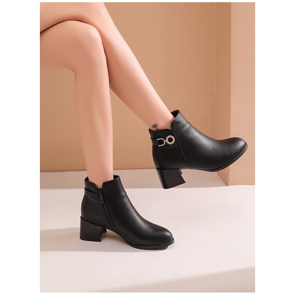 BOOT LÓT LÔNG NỮ DUSTO, BỐT DUSTO ĐẸP MŨI TRÒN GÓT VUÔNG