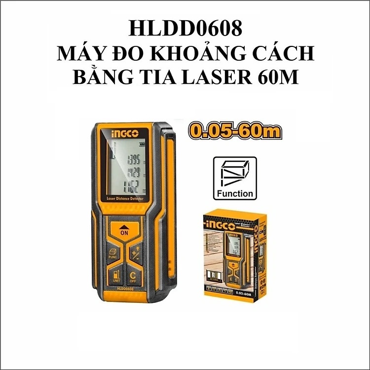 Máy đo khoảng cách laser INGCO HLDD0608 0.05-60m sai số +-2mm