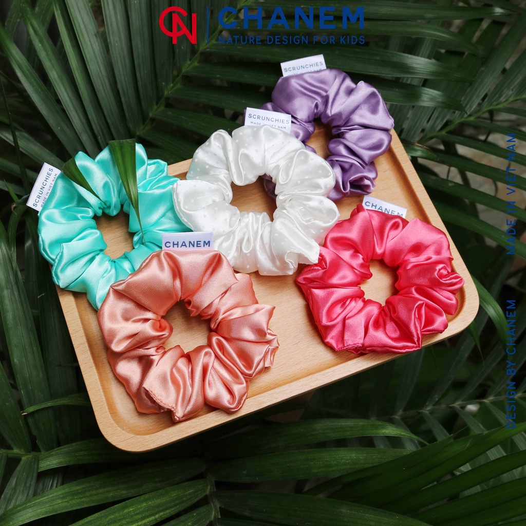 Chun buộc tóc vải trơn bóng loại đẹp Scrunchies CHANEM