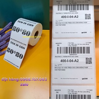 Giấy In tem nhiệt khổ  80x80 mm-Tem Vận Chuyển GHN