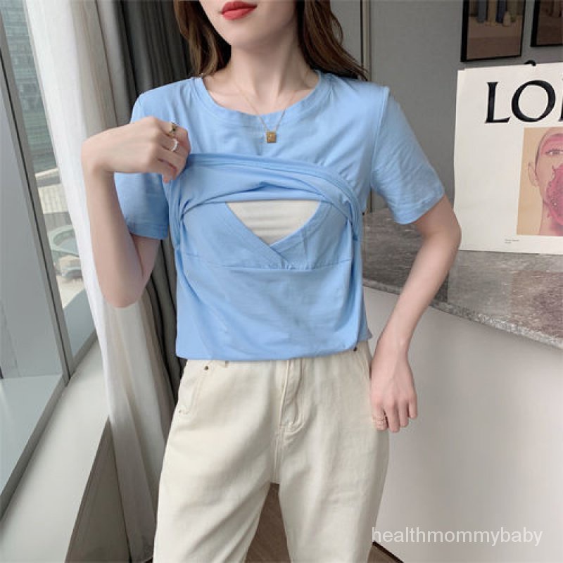 Trang Phục Cho Con Bú  Kiểu Nâng Lên Quần Áo Mặc Nhà Sau Sinh  Mặc Bên Ngoài Chống Ánh Sáng Lỏng Lẻo Màu Sắc Tinh Khiết