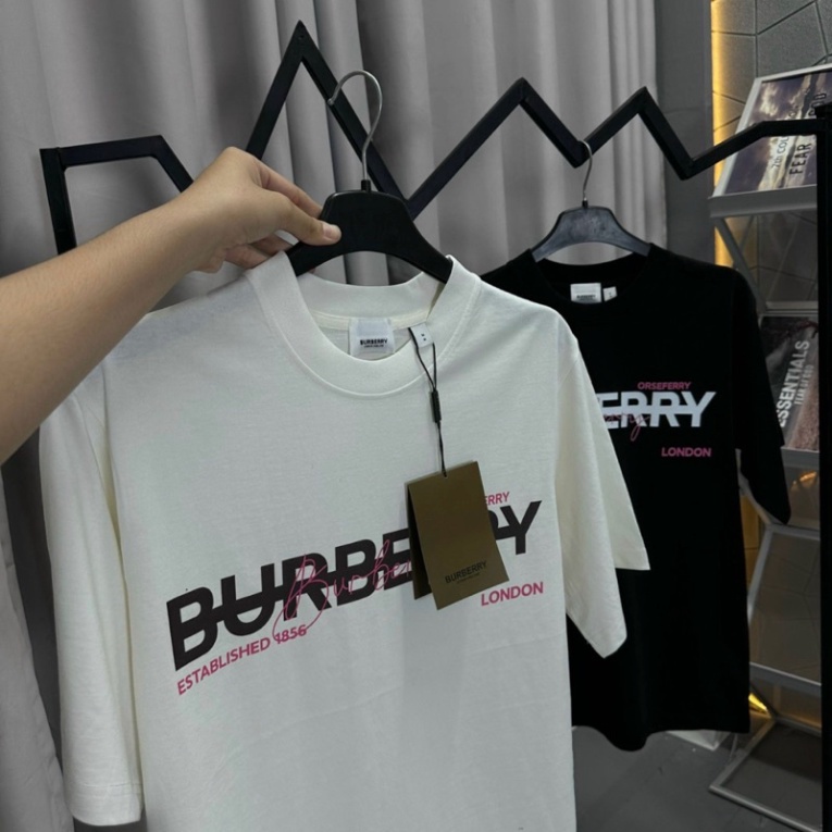 Áo thun Burberry Established cao cấp Áo BBR in chữ nam nữ mới nhất