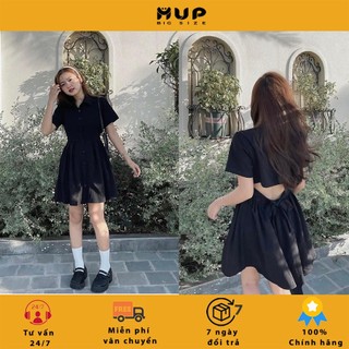 Đầm sơ mi hở lưng thắt nơ sau bigsize MUP Bigsize DSM04