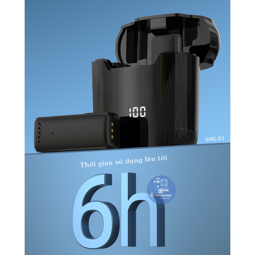 Micro thu âm không dây SMI-22/SMI-21 có hộp sạc quay video/live cho điện thoại Iphone/Androi