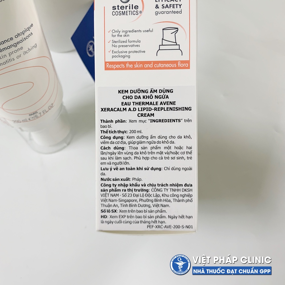 Kem dưỡng ẩm cho da khô ngứa Avene Xeracalm AD Cream 200ml