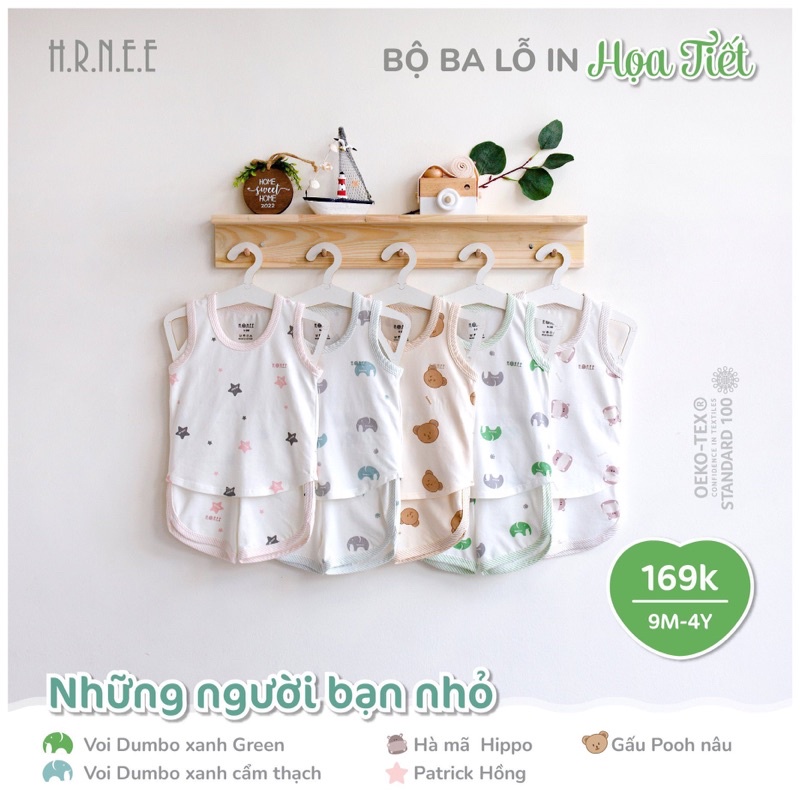 Hrnee Bộ ba lỗ họa tiết mới