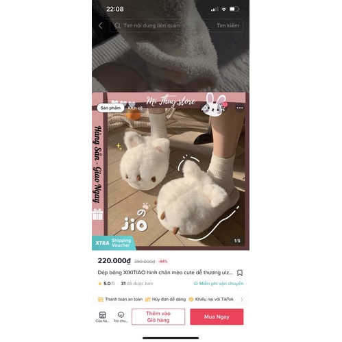 Dép lông chân mèo chuẩn hãng xixitiao