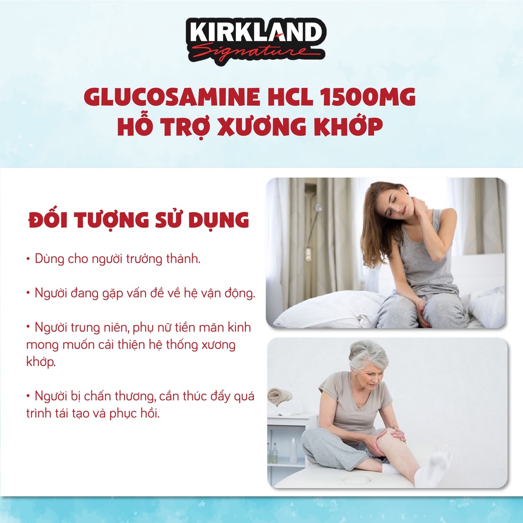 Viên uống HCL Kirkland Glucosamine 1500mg With MSM 1500mg 375 viên giúp bổ xương của Mỹ