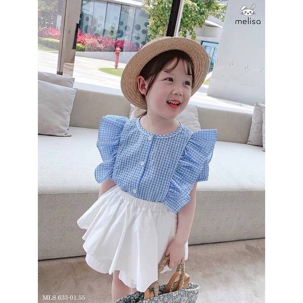 HTK- Set áo xanh váy trắng Melisa size 18/24m-10/11y