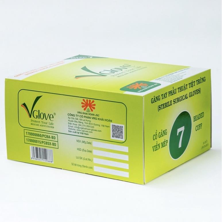 Găng tay phẫu thuật dài 28cm đã tiệt trùng Vglove có bột