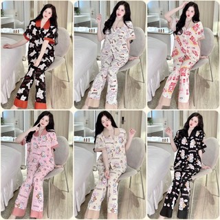 Đồ bộ Pyjama nữ Tay ngắn Bigsize lụa mango nhiều hoạ tiết xinh ❤