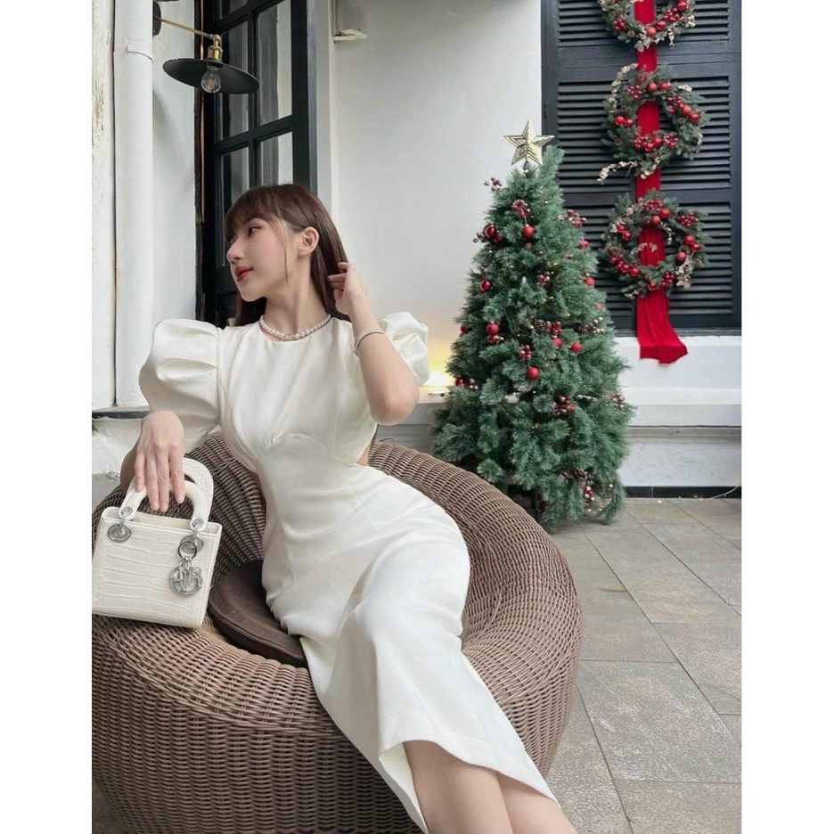 Đầm dự tiệc ôm body tay phồng khoét eo quyến rũ chất umi cao cấp - Đầm body khoét eo tay phồng có sẵn mút ngực nhiều màu