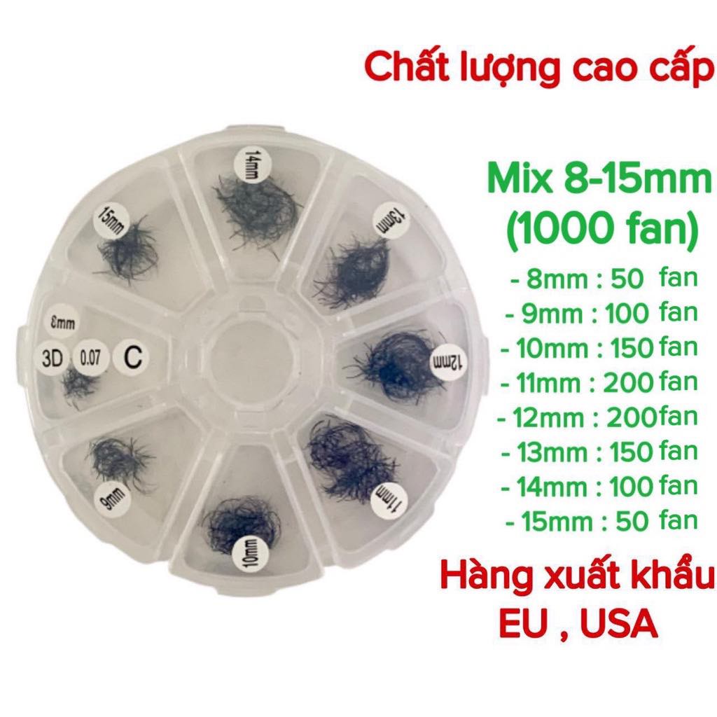 Mi fan premade 3D mix các loại, 1 hộp 500 fan hoặc 1000 fan