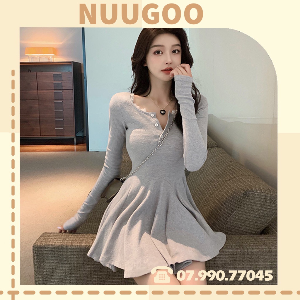 váy chữ a ngắn sexy màu xám phong cách hàn quốc NUUGOO4