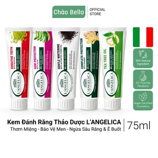 Kem Đánh Răng Thảo Dược Cao Cấp Nhập Khẩu Ý L'Angelica | Thơm Miệng, Bảo Vệ Men, Ngừa Sâu Răng & Ê Buốt (75ml)
