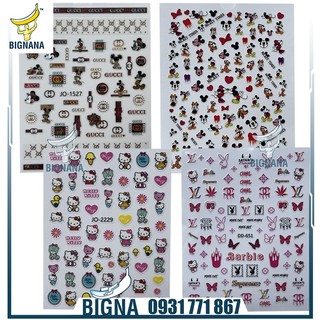 Sticker Nails Hình Dán Chuột Mickey, Hello Kitty, Decal Trang Trí Phong Cách Độc Đáo