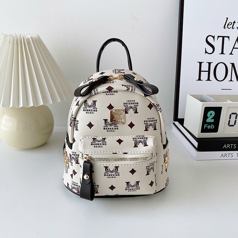 Balo thời trang mini 18x23 in họa tiết chữ, Balo mini đi học đi chơi cute TX127
