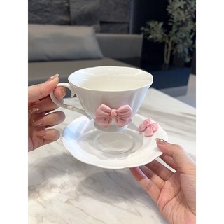 Set tách trà gắn nơ vintage siêu xinh