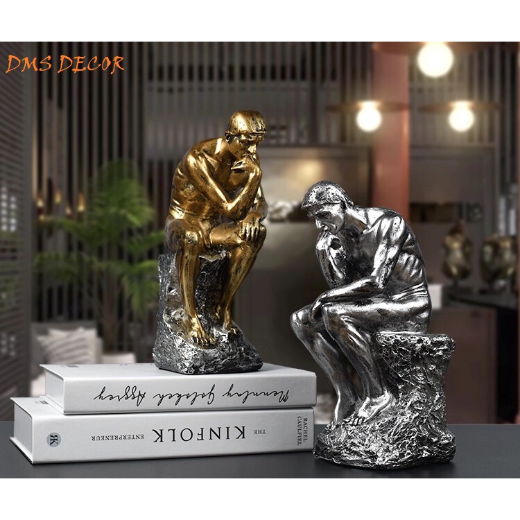Mô hình tượng Người Đàn Ông Suy Tư, tác phẩm điêu khắc độc đáo trang trí decor kệ tủ, bàn làm việc