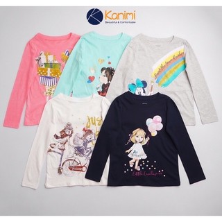 Áo thun dài tay gap cho bé gái cotton hàng vnxk